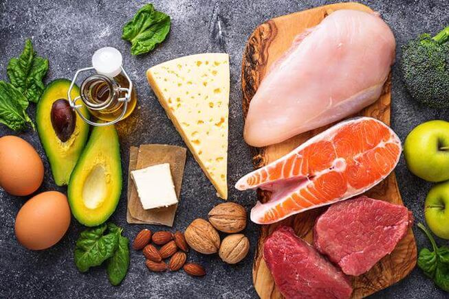 يتكون النظام الغذائي منخفض الكربوهيدرات من منتجات تحتوي على بروتينات حيوانية ونباتية تحتوي على دهون. 